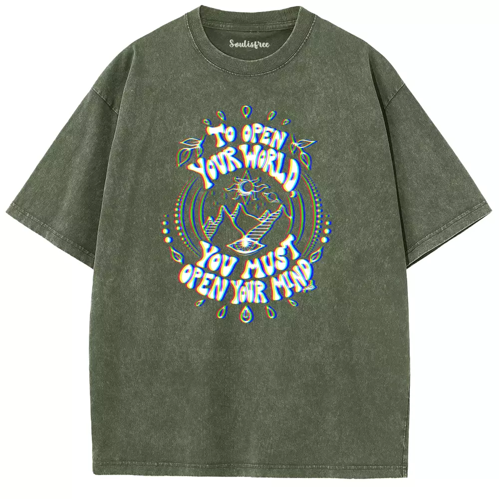 Soulisfree  TO OPEN YOUR WORLD Washed Tee