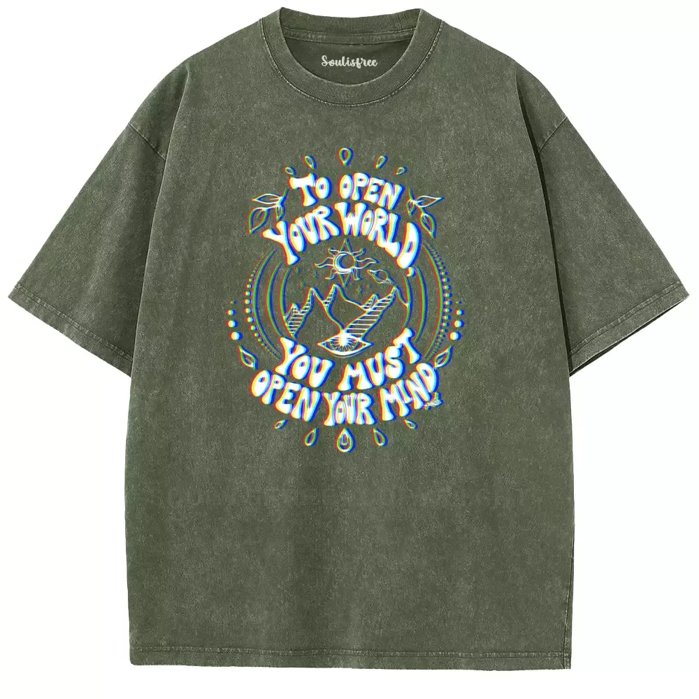 Soulisfree  TO OPEN YOUR WORLD Washed Tee