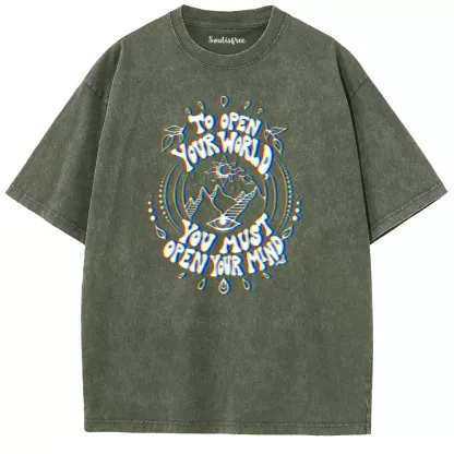 Soulisfree  TO OPEN YOUR WORLD Washed Tee