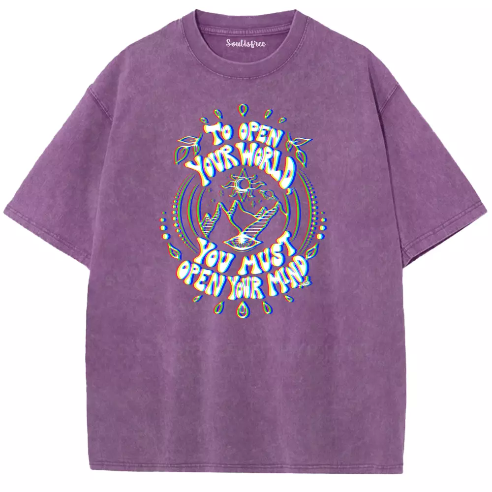 Soulisfree  TO OPEN YOUR WORLD Washed Tee