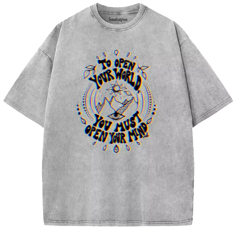 Soulisfree  TO OPEN YOUR WORLD Washed Tee