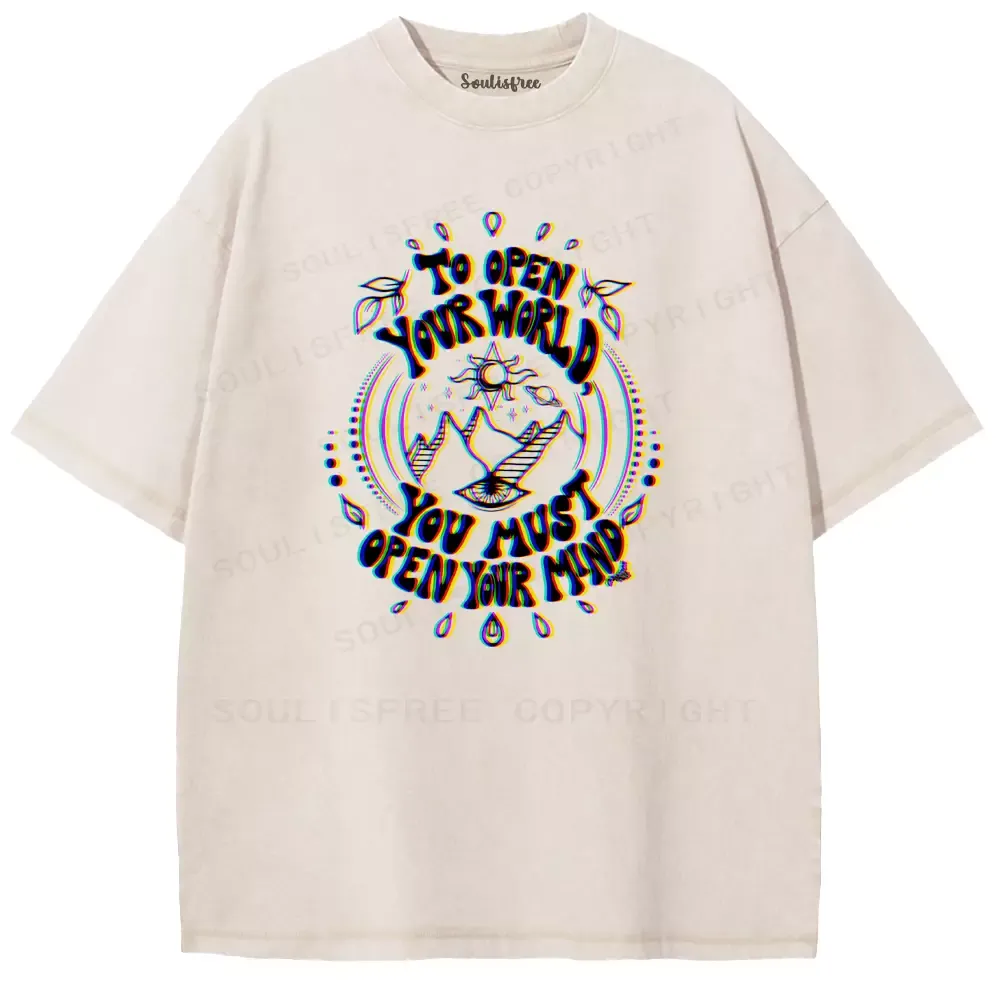 Soulisfree  TO OPEN YOUR WORLD Washed Tee
