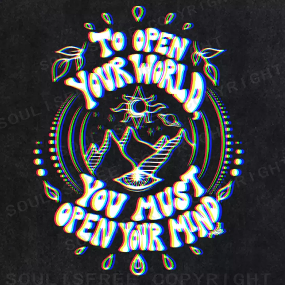 Soulisfree  TO OPEN YOUR WORLD Washed Tee