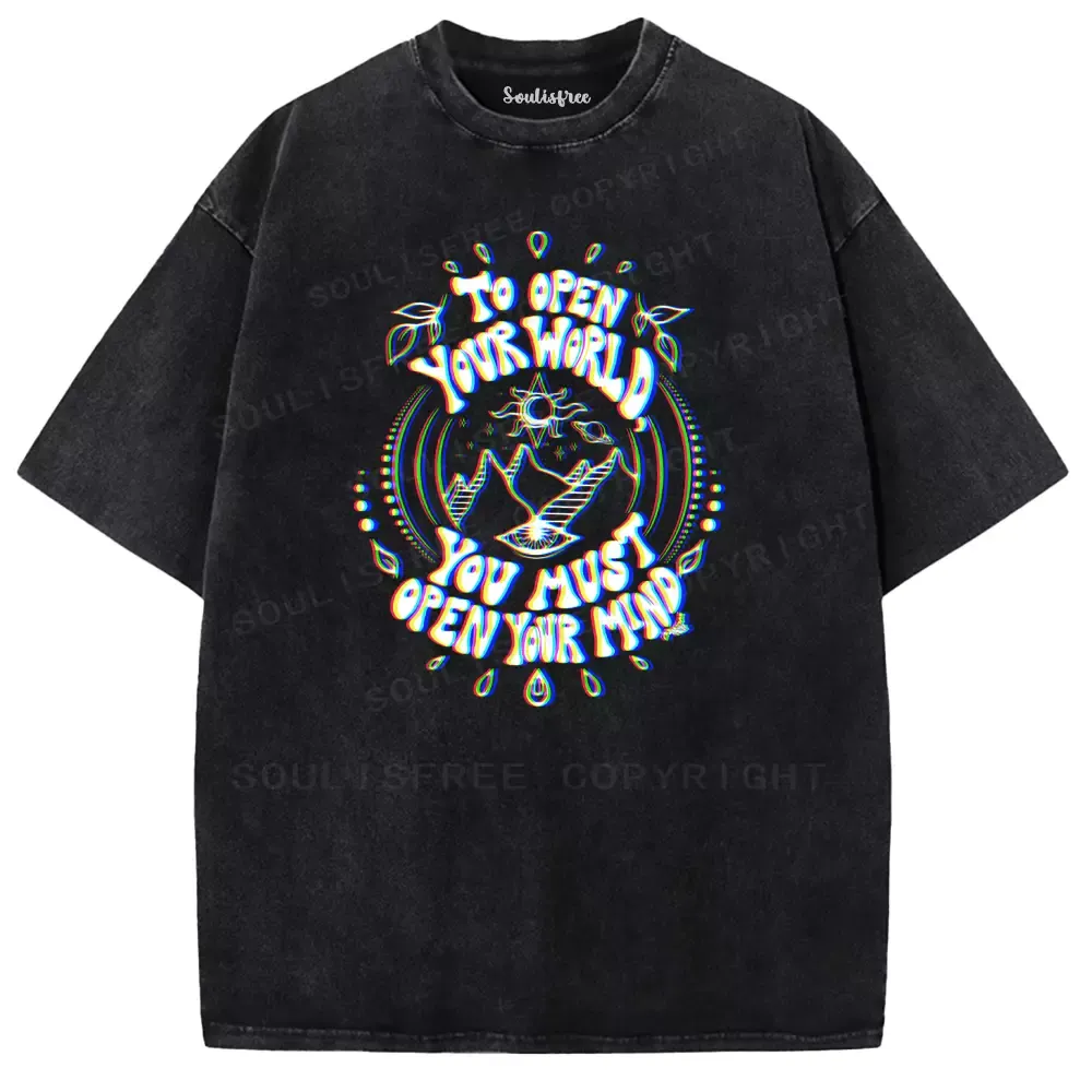 Designed Soulisfree TO OPEN YOUR WORLD Washed Tee