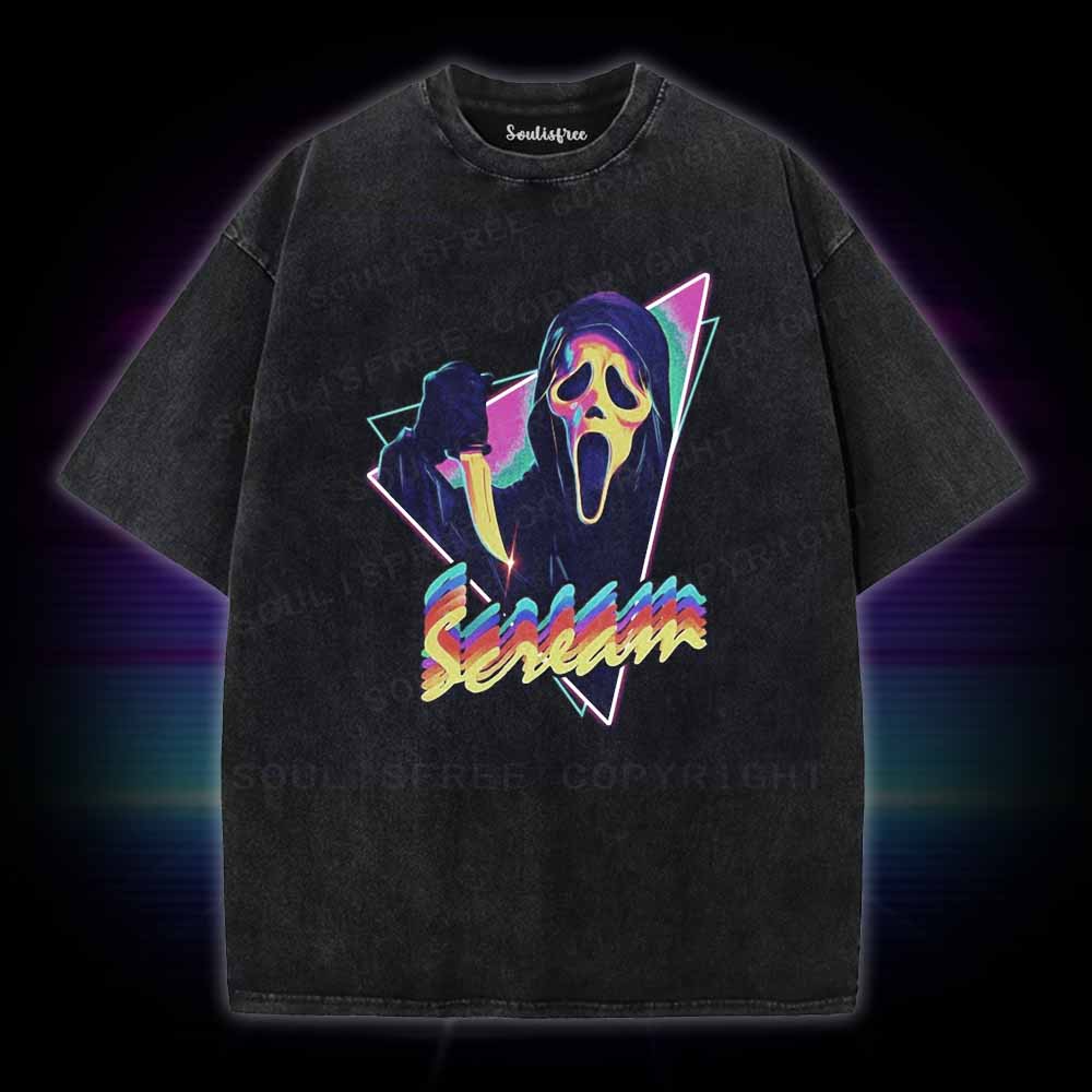 Soulisfree Scream Horror  meme Washed Tee