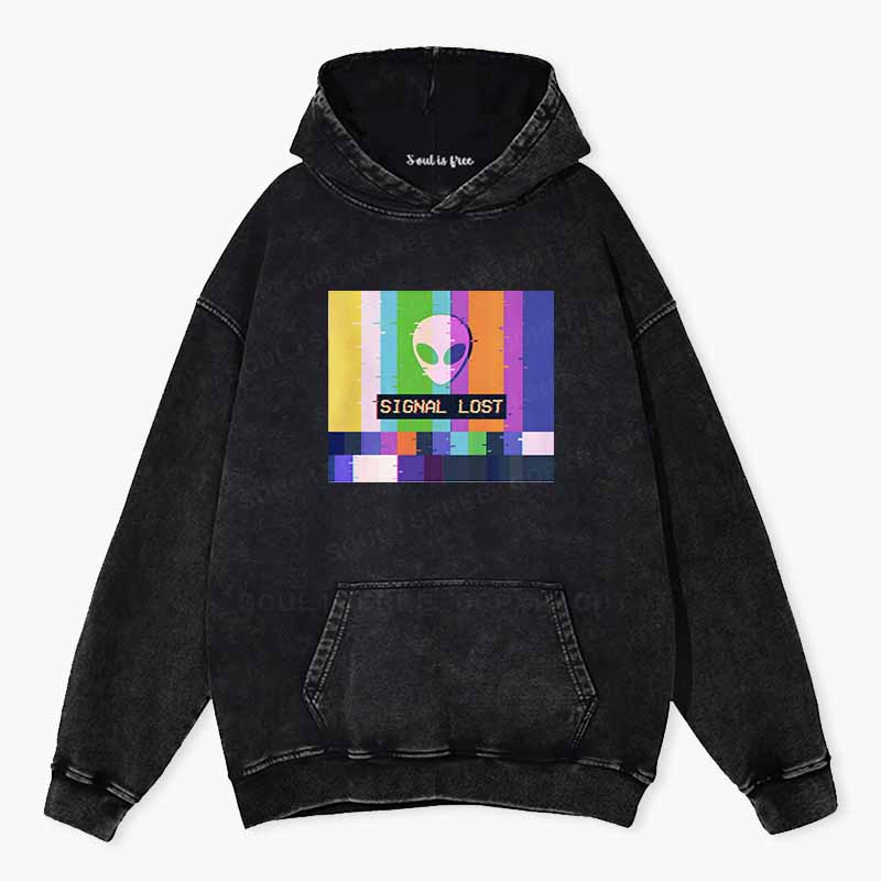Soulisfree  SIGNAL LOST Washed Hoodie