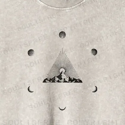 Sun-Moon Mountain Celestial Washed Cropped Sweatshirt