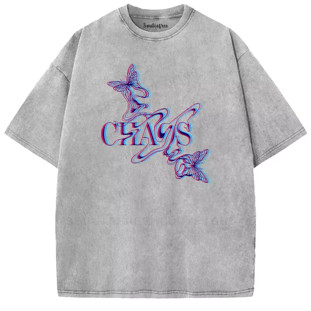 Soulisfree Chaos Butterfly Glitch Aesthetic Washed Tee