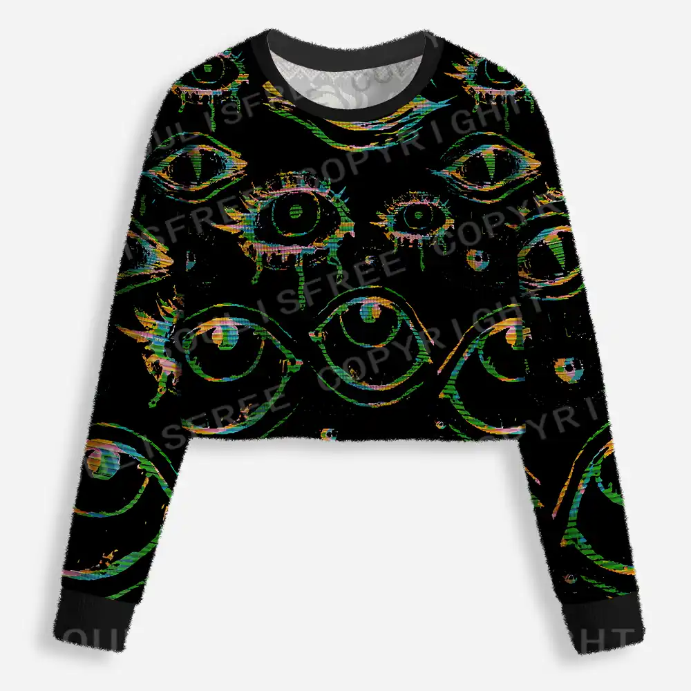 Glitch Vision Cropped Ugly Christmas Sweater