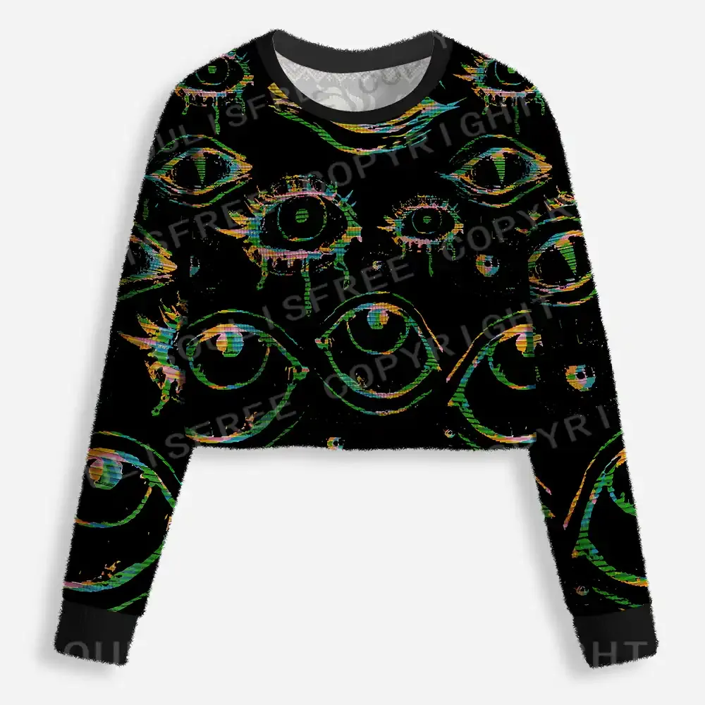 Glitch Vision Cropped Ugly Christmas Sweater