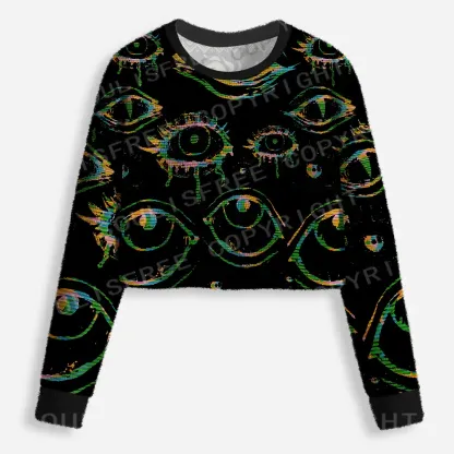Glitch Vision Cropped Ugly Christmas Sweater