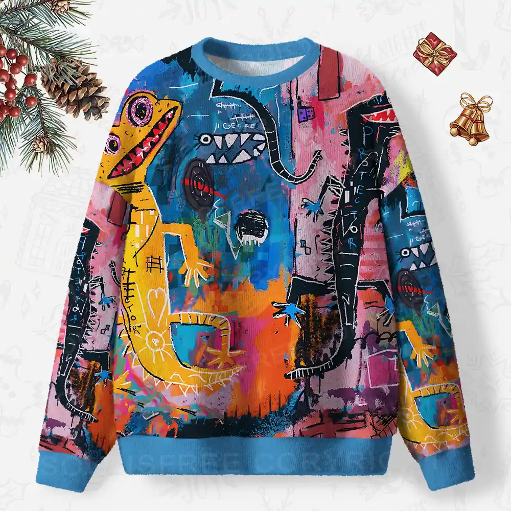 Colorful Creature Ugly Christmas Knit Sweatshirt