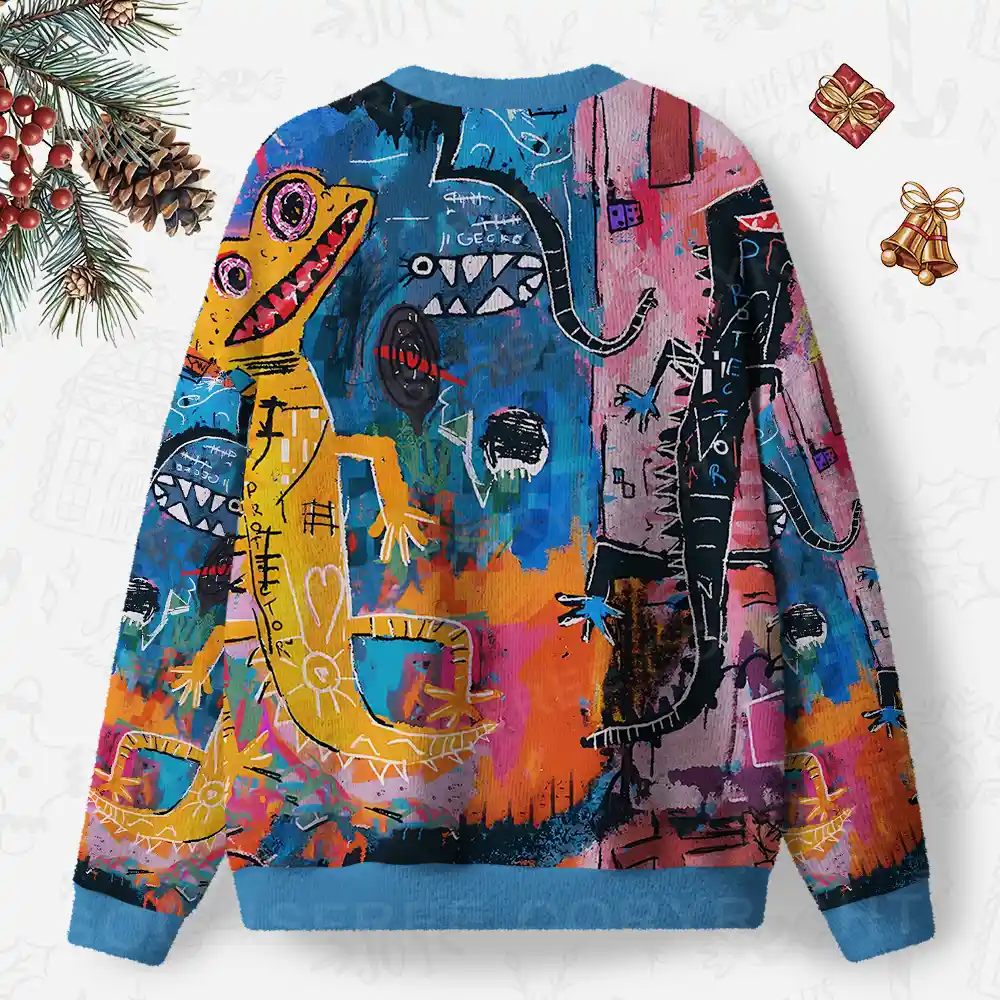 Colorful Creature Ugly Christmas Knit Sweatshirt