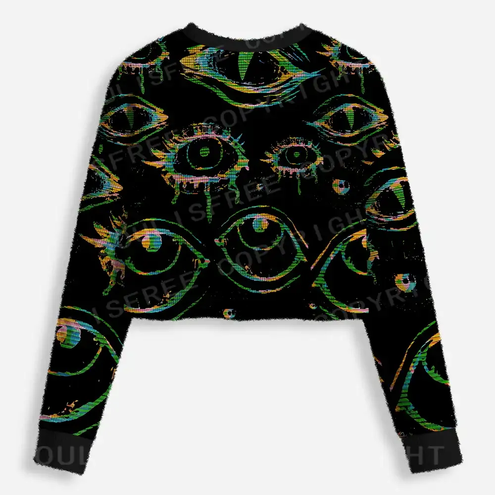 Glitch Vision Cropped Ugly Christmas Sweater