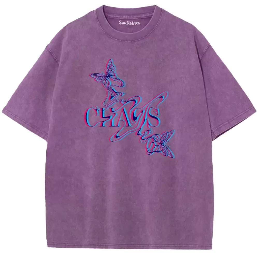 Soulisfree Chaos Butterfly Glitch Aesthetic Washed Tee