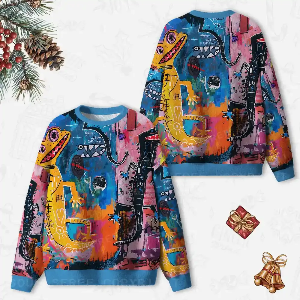 Colorful Creature Ugly Christmas Knit Sweatshirt