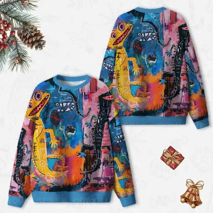 Colorful Creature Ugly Christmas Knit Sweatshirt