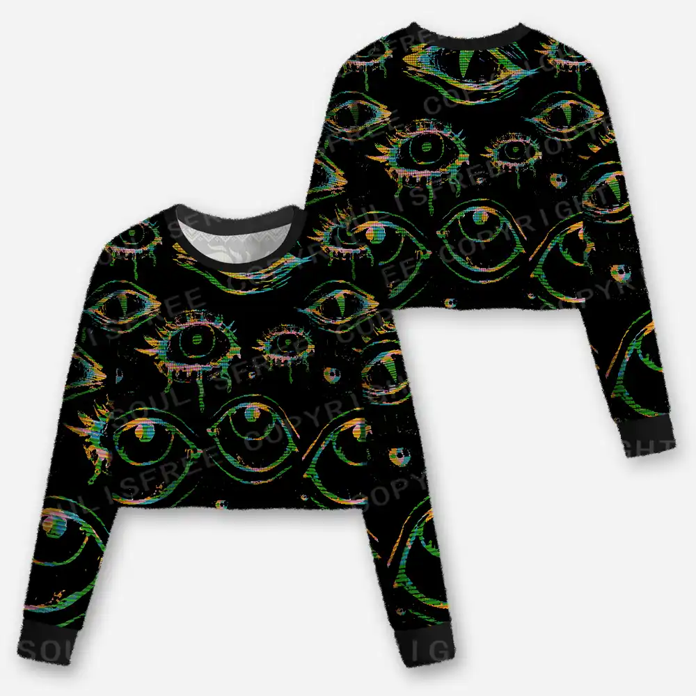 Glitch Vision Cropped Ugly Christmas Sweater
