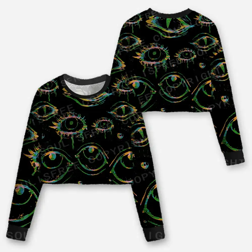 Glitch Vision Cropped Ugly Christmas Sweater