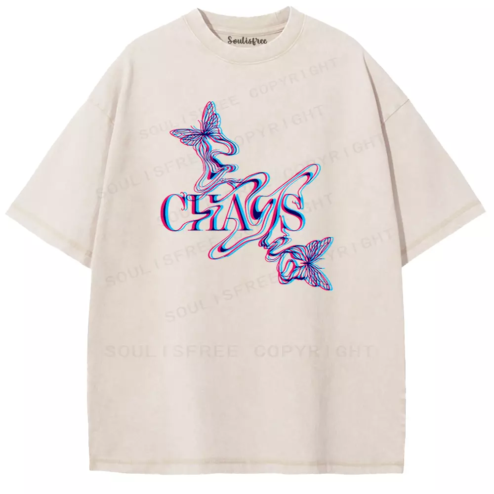 Soulisfree Chaos Butterfly Glitch Aesthetic Washed Tee