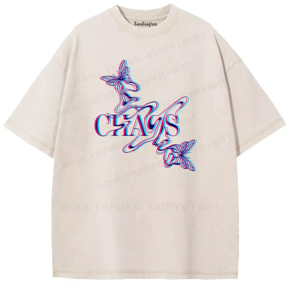 Designed Soulisfree Chaos Butterfly Glitch Aesthetic Washed Tee