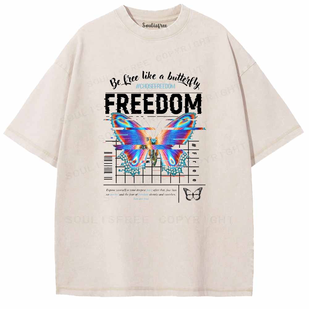 Soulisfree  Be Free Like A Butteifly Washed Tee