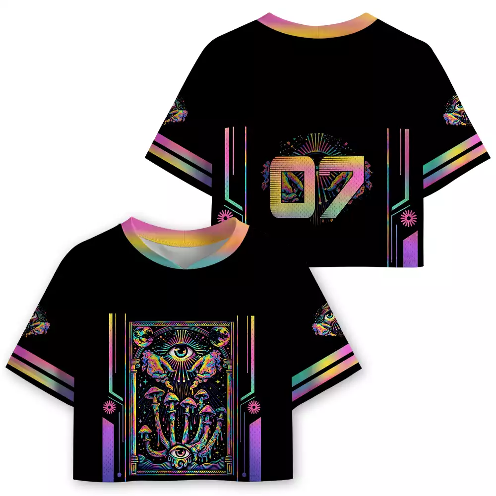 Soulisfree Psychedelic Mind Garden  Cropped Mesh Jersey