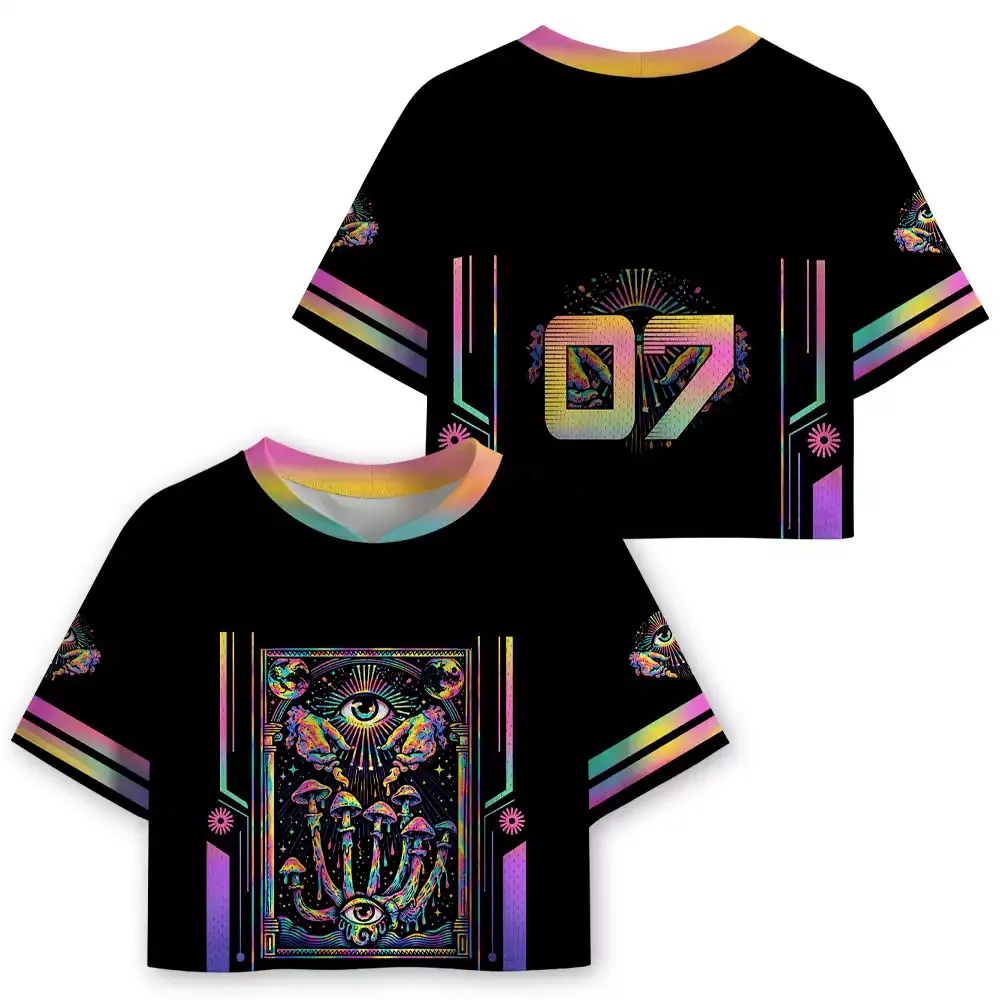 Soulisfree Psychedelic Mind Garden  Cropped Mesh Jersey