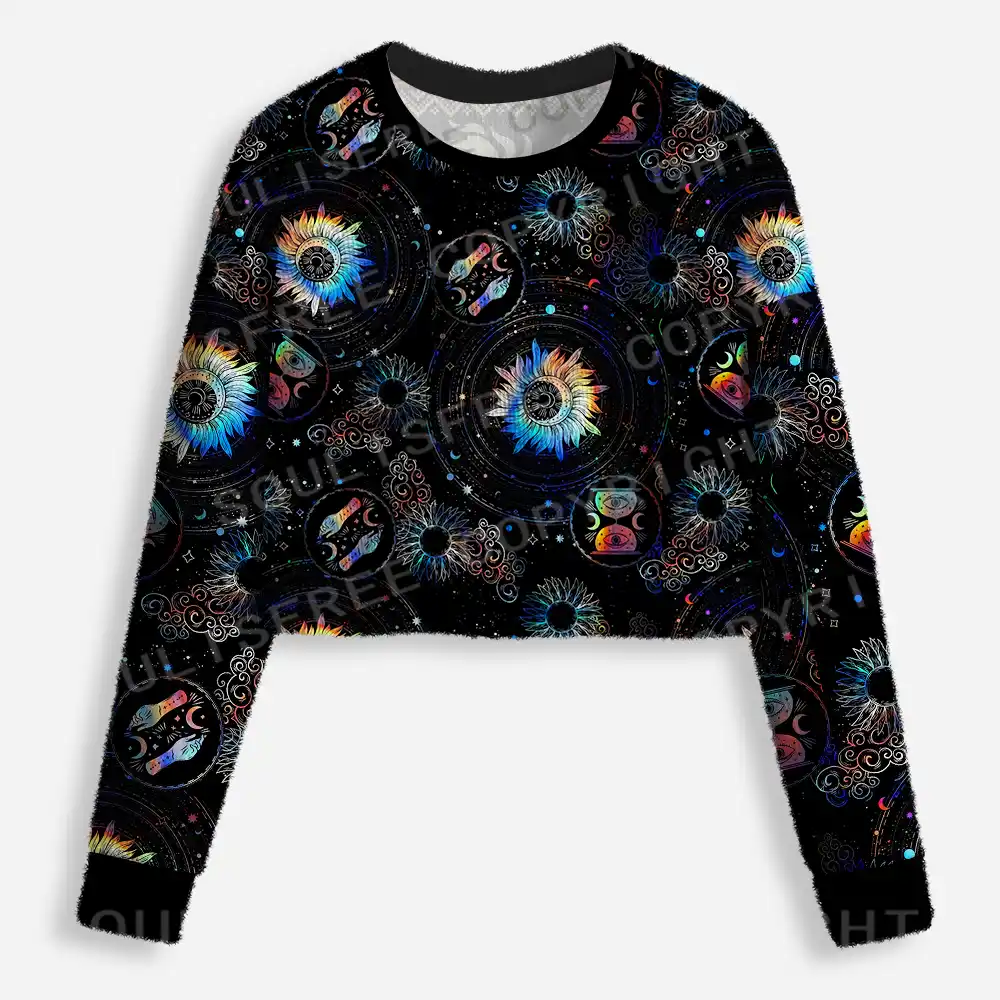 Galactic Whirl Cropped Ugly Christmas Sweater