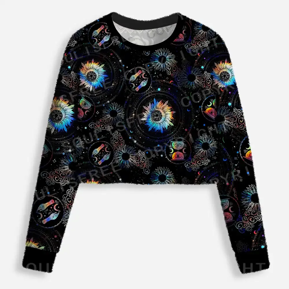 Galactic Whirl Cropped Ugly Christmas Sweater