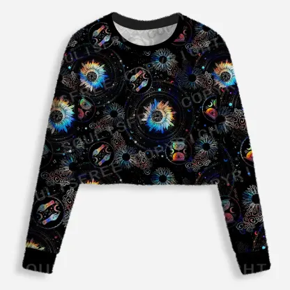 Galactic Whirl Cropped Ugly Christmas Sweater