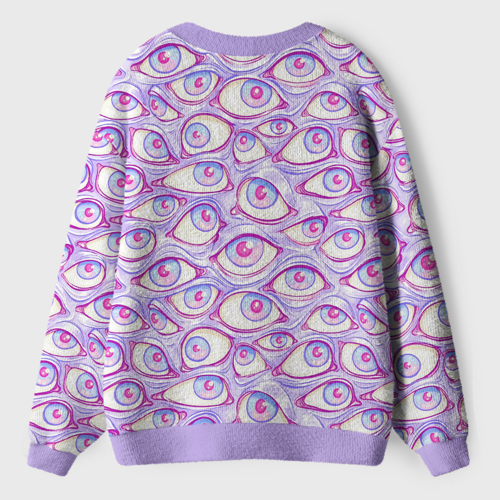 Lavender Dream Eyes Ugly Cardigan Sweaters 