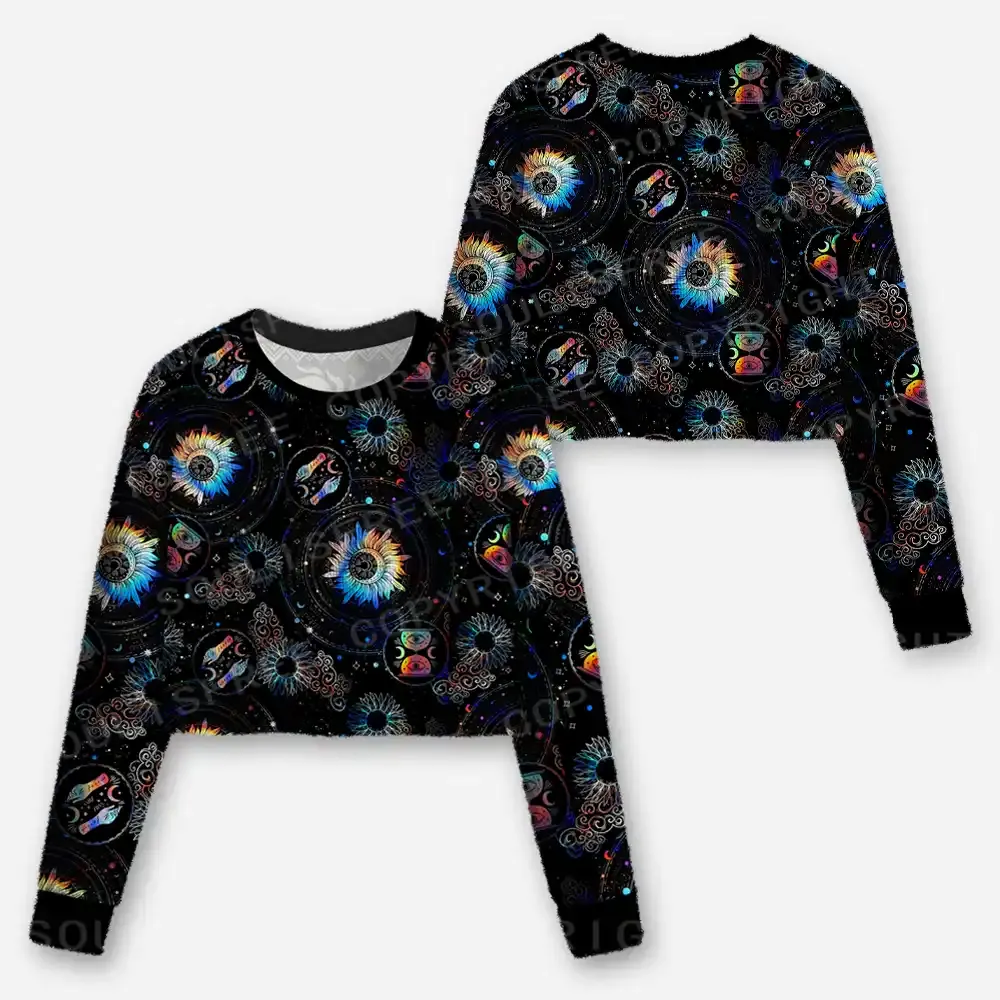 Galactic Whirl Cropped Ugly Christmas Sweater