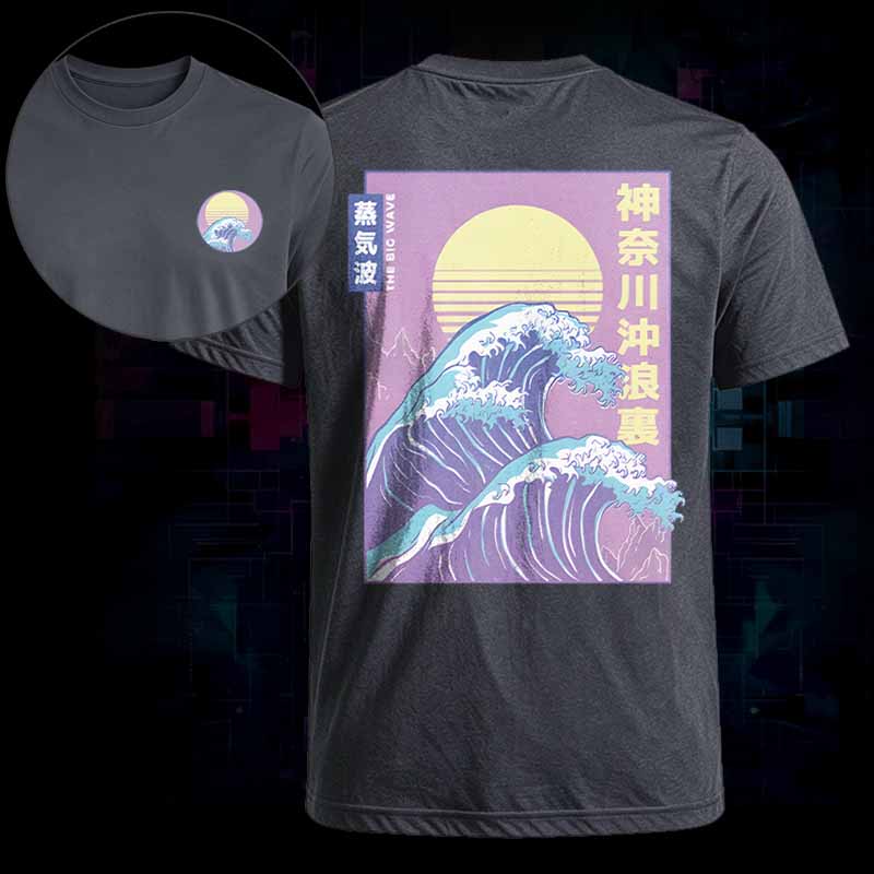Soulisfree   Retro Vaporwave Great Wave Classic Tee
