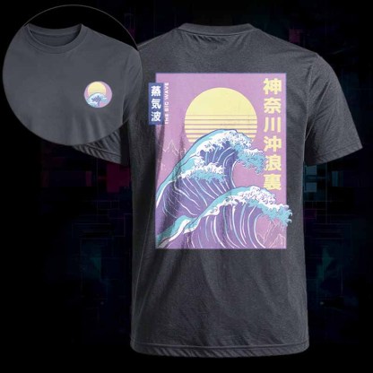 Soulisfree   Retro Vaporwave Great Wave Classic Tee