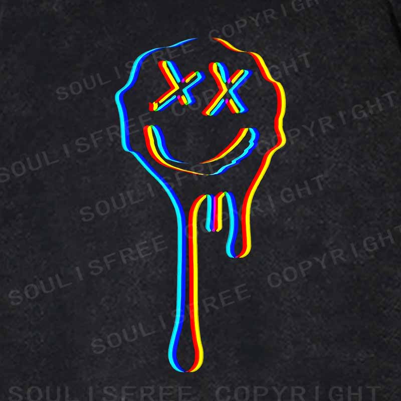 Soulisfree  Neon Mischievous Face Washed Hoodie