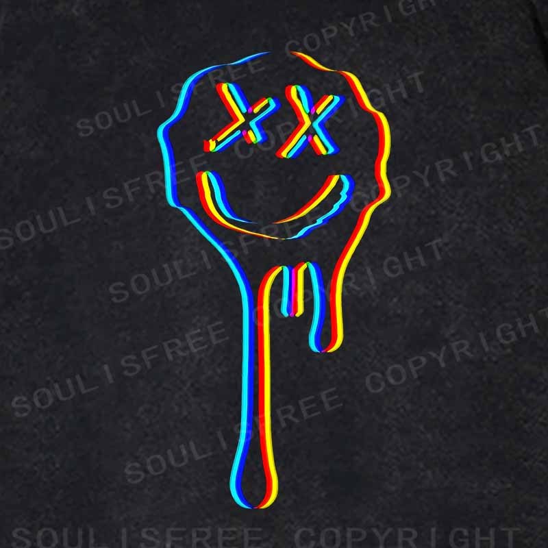Soulisfree  Neon Mischievous Face Washed Hoodie