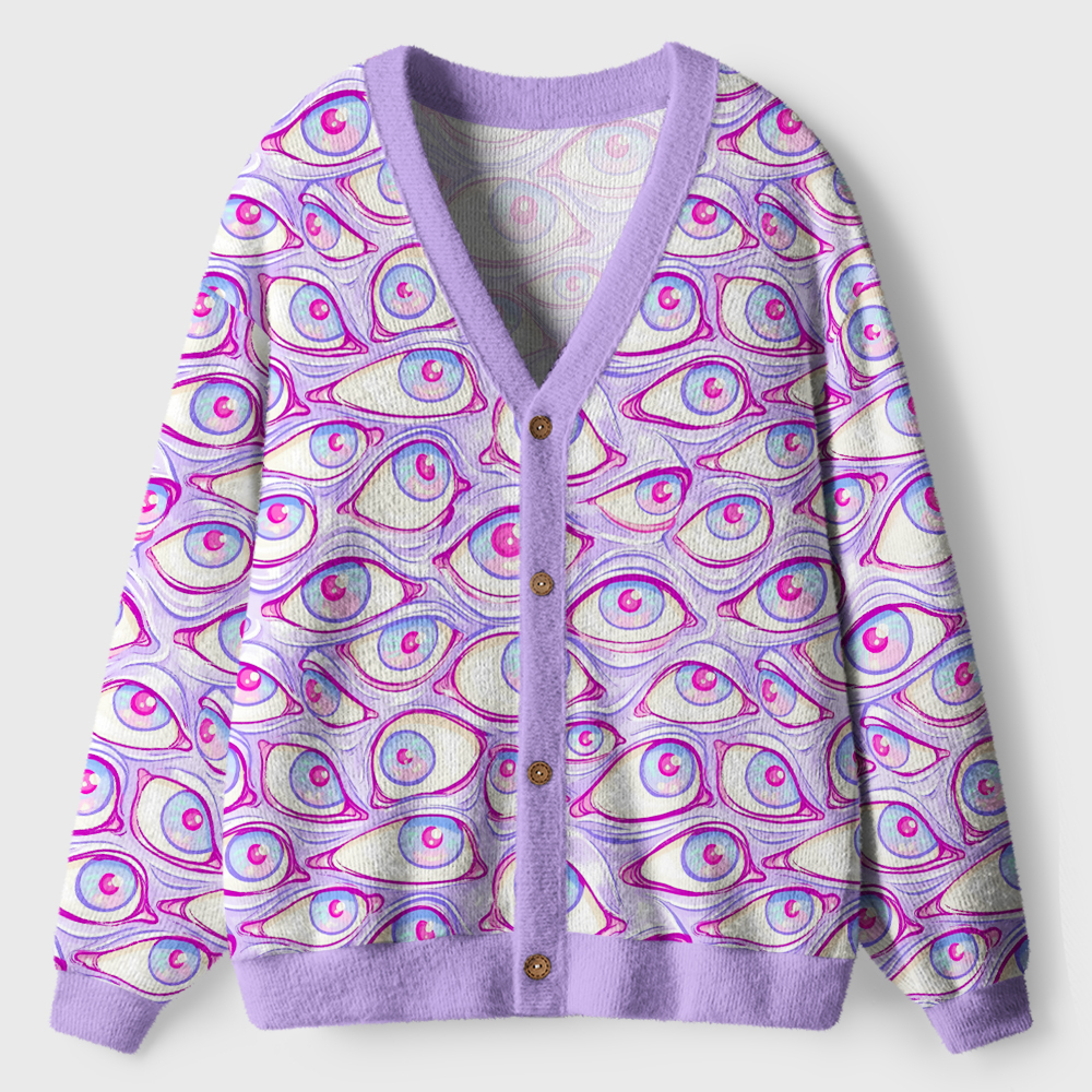 Lavender Dream Eyes Ugly Cardigan Sweaters