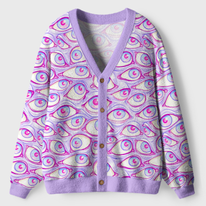 Lavender Dream Eyes Ugly Cardigan Sweaters 