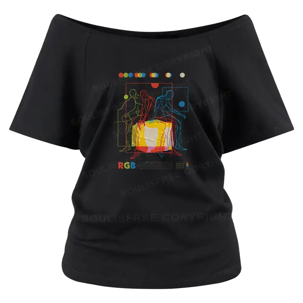 Designed Meditation In Color Off Shoulder Top