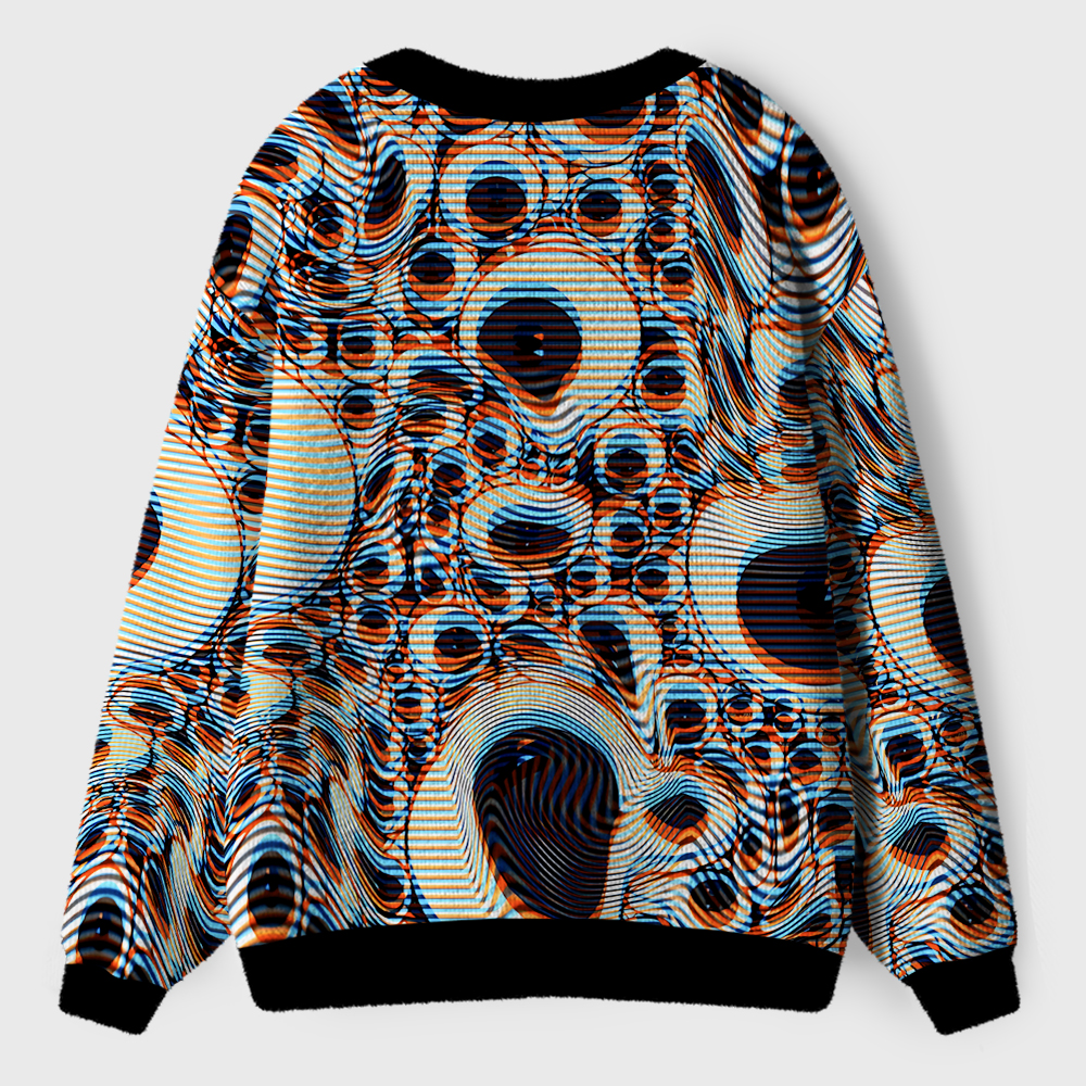Trippy Optical Vortex Ugly Cardigan Sweaters 
