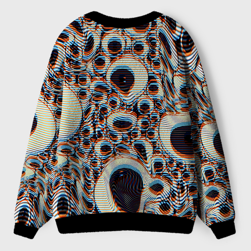Trippy Optical Vortex Ugly Cardigan Sweaters 