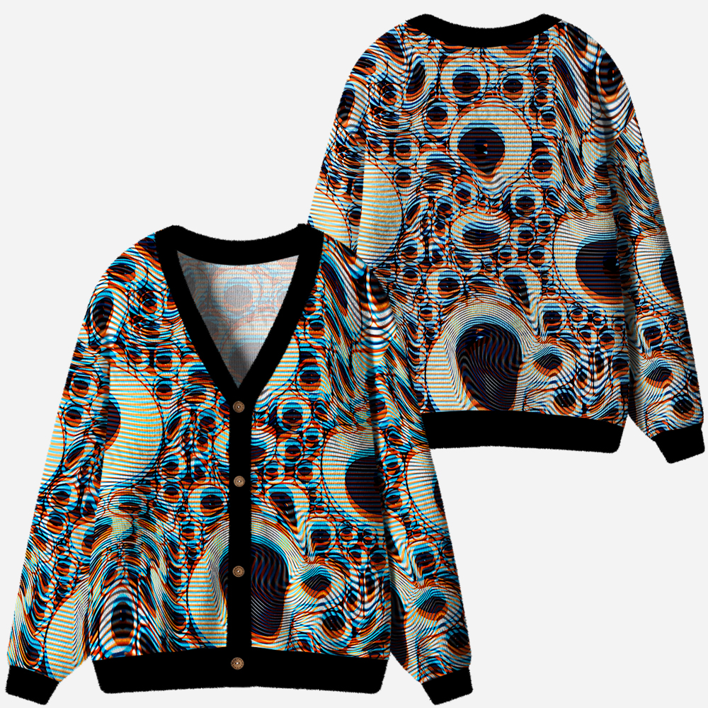 Trippy Optical Vortex Ugly Cardigan Sweaters 