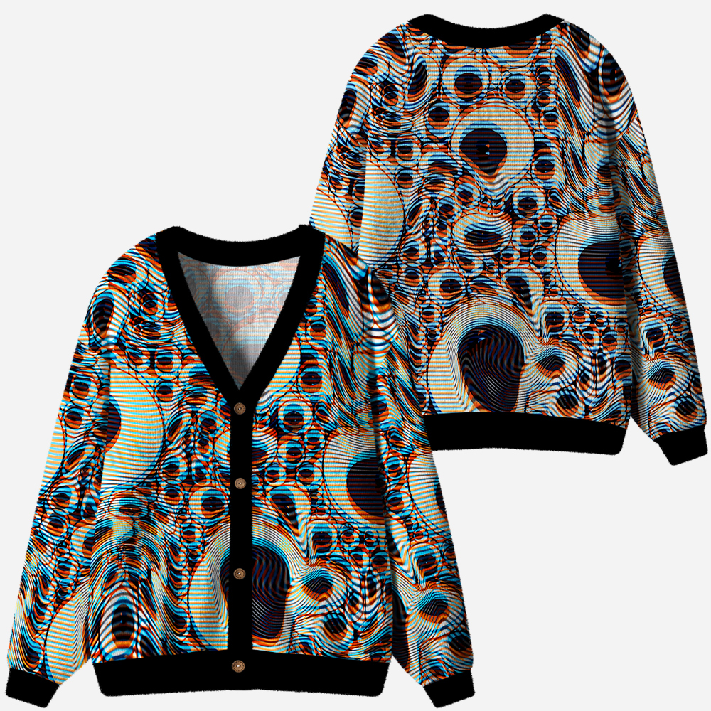Trippy Optical Vortex Ugly Cardigan Sweaters 