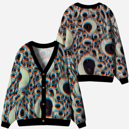 Trippy Optical Vortex Ugly Cardigan Sweaters 