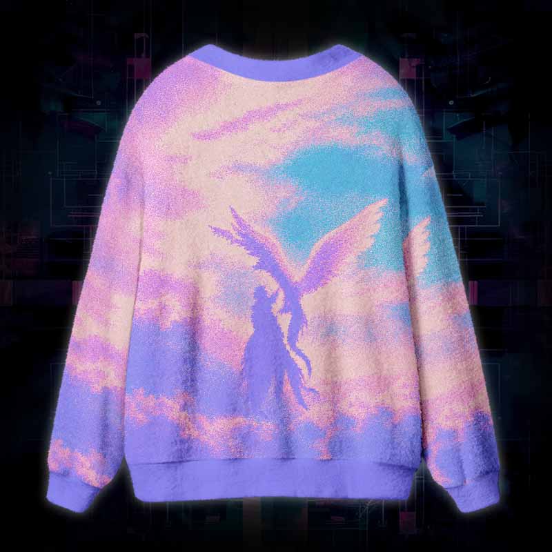Soulisfree Somewhere Above The Clouds Fuzzy Cardigan Sweater 
