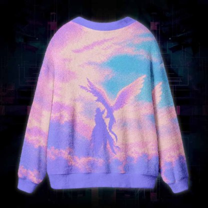 Soulisfree Somewhere Above The Clouds Fuzzy Cardigan Sweater 