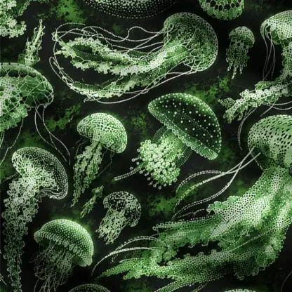 Soulisfree Green Jellyfish Fuzzy Cardigan Sweater