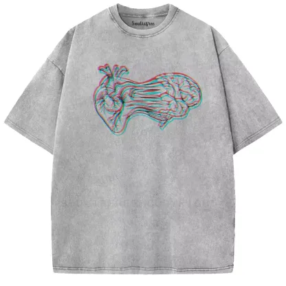 Soulisfree  Heart to Brain Connection Glitch Washed Tee