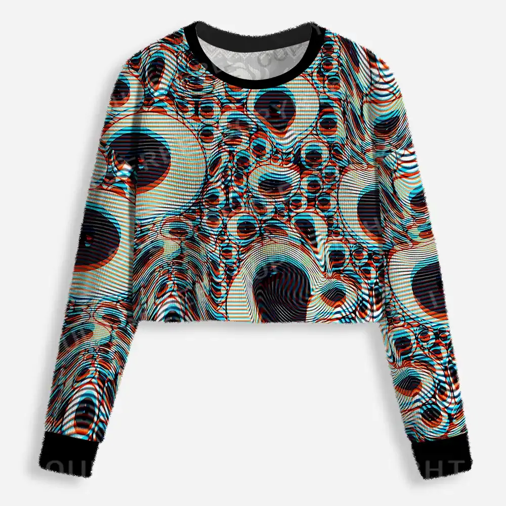 Trippy Optical Vortex Cropped Ugly Christmas Sweater